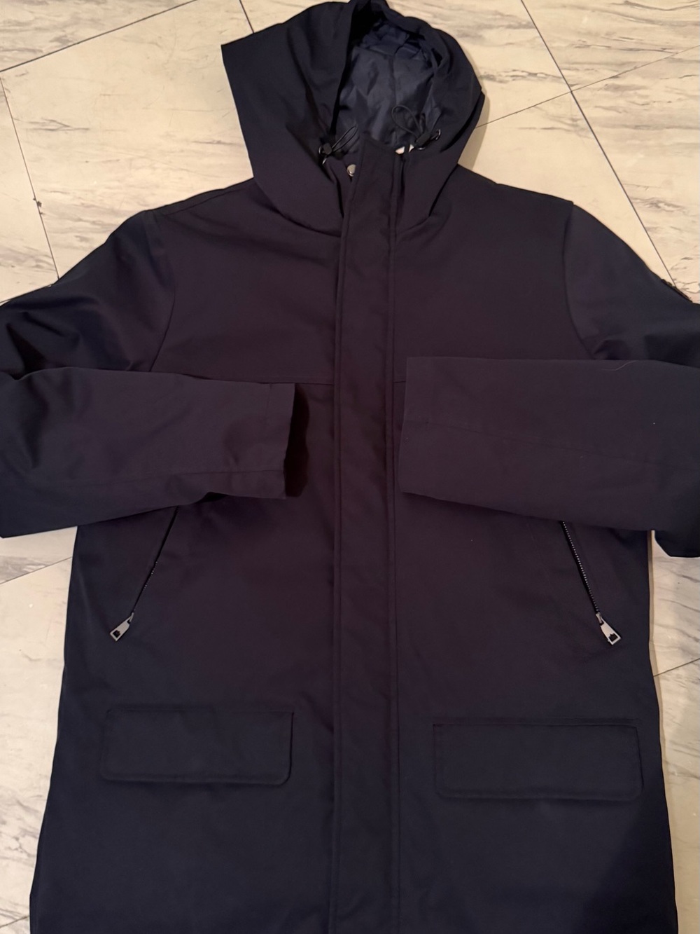 Hunter Navy Hooded Raincoat for Men